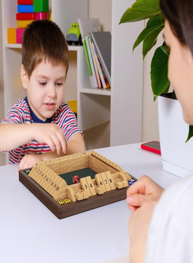 CANYAVE Shut The Box Game, 4 Player Wooden Board Game Dice Game, Classic Math Learning Game for Kids -12" x 12" - Image 5